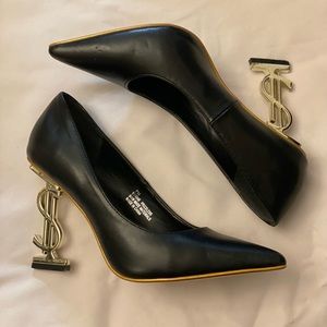Dollar Sign Black Heels Cape Robbin Size 7